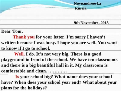 Как правильно написать письмо на английском языке в 7 классе